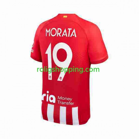 Fotbollströja Atlético Madrid 2 Alvaro Morata 19 Män Hemmaställ 2023-2024 Kort ärm