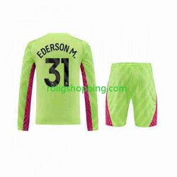 Fotbollströja Manchester City Ederson Moraes 31 Målvakt Barn Tredjeställ 2023-2024 Lång ärm