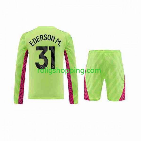 Fotbollströja Manchester City Ederson Moraes 31 Målvakt Barn Tredjeställ 2023-2024 Lång ärm