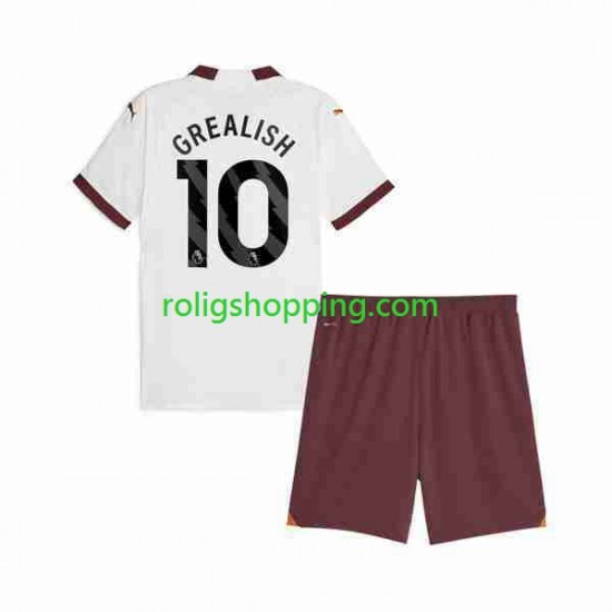 Fotbollströja Manchester City Jack Grealish 10 Barn Bortaställ 2023-2024 Kort ärm