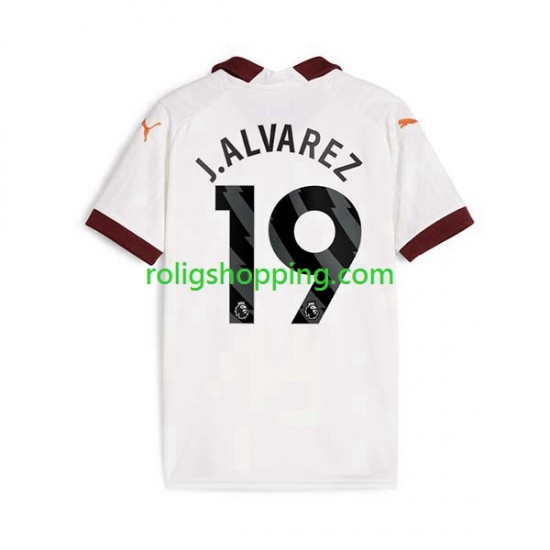 Fotbollströja Manchester City Julian Alvarez 19 Män Bortaställ 2023-2024 Kort ärm