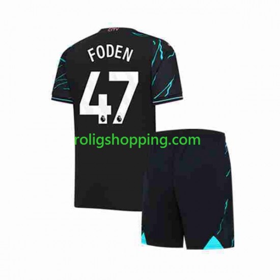 Fotbollströja Manchester City Phil Foden 47 Barn Tredjeställ 2023-2024 Kort ärm