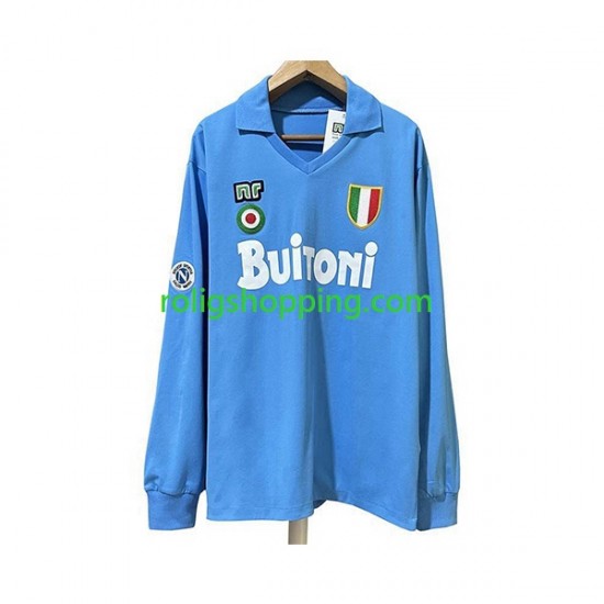 Fotbollströja SSC Napoli 1987 1988 Retro Män Hemmaställ Lång ärm