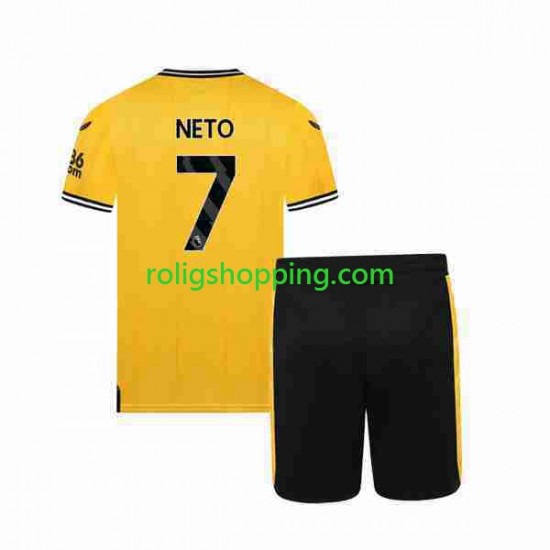 Fotbollströja Wolverhampton Wanderers NETO 7 Barn Hemmaställ 2023-2024 Kort ärm