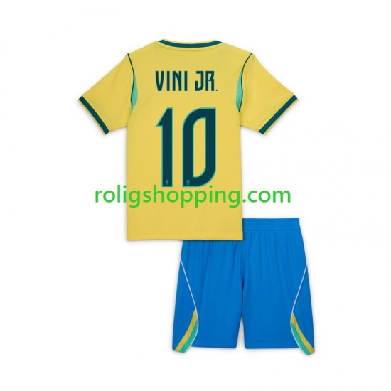 Fotbollströja Brasilien Vinicius Junior 10 Barn Hemmaställ World Cup 2026 Kort ärm