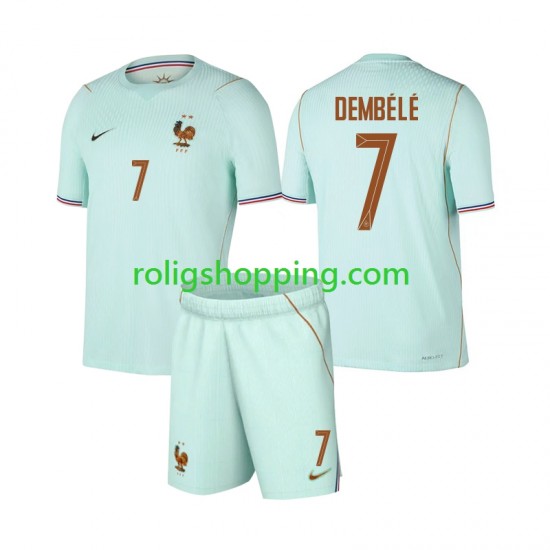 Fotbollströja Frankrike Ousmane Dembele 7 Barn Bortaställ World Cup 2026 Kort ärm