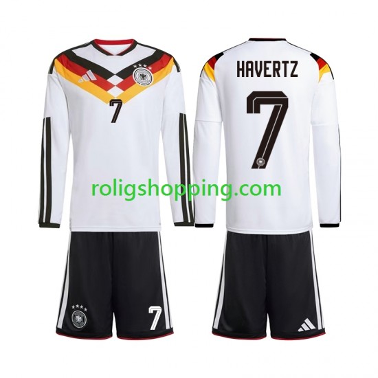 Fotbollströja Tyskland Kai Havertz 7 Barn Hemmaställ World Cup 2026 Lång ärm
