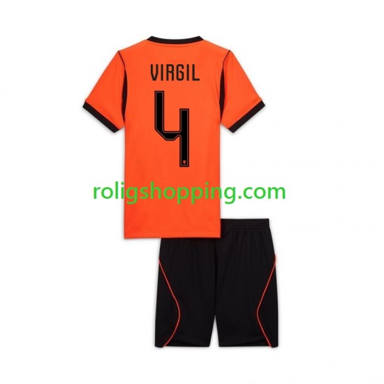 Fotbollströja Nederländerna Virgil van Dijk 4 Barn Hemmaställ World Cup 2026 Kort ärm