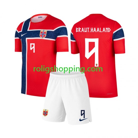 Fotbollströja Norge Erling Haaland 9 Barn Hemmaställ World Cup 2026 Kort ärm