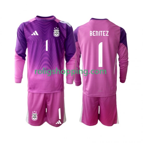 Fotbollströja Argentina Walter Daniel Benitez 1 Målvakt Barn Hemmaställ 2025 Lång ärm