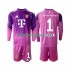 Fotbollströja FC Bayern München Manuel Neuer 1 Målvakt Barn Fjärdeställ 2025-2026 Lång ärm