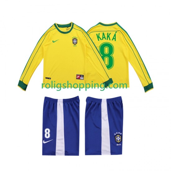 Fotbollströja Brasilien KAKA 8 1998 Retro Barn Hemmaställ Lång ärm