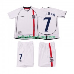 Fotbollströja England BECKHAM 7 2002 Retro Barn Hemmaställ Kort ärm