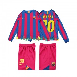Fotbollströja FC Barcelona Lionel Messi 10 2005 Retro Barn Hemmaställ 2006 Lång ärm