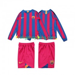 Fotbollströja FC Barcelona 2005 Retro Barn Hemmaställ 2006 Lång ärm
