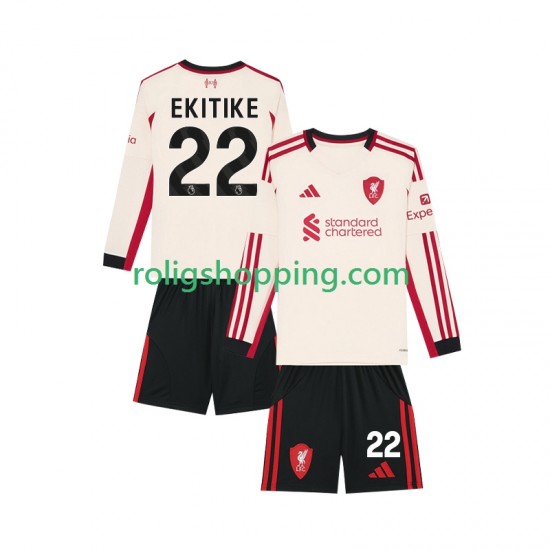 Fotbollströja Liverpool Hugo Ekitike 22 Barn Bortaställ 2025-2026 Lång ärm