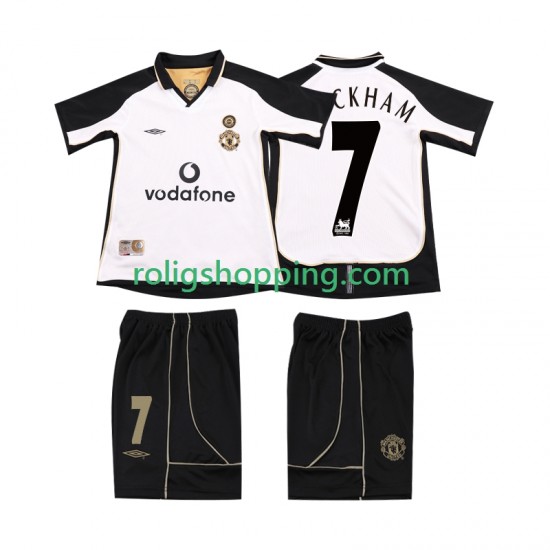 Manchester United BECKHAM 7 Anniversary Football Shirt 2001 2002 Barn Bortaställ Kort ärm