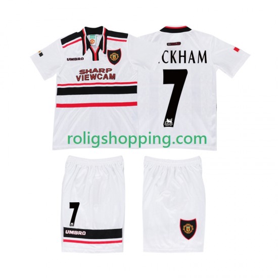 Fotbollströja Manchester United BECKHAM 7 1998 Retro Barn Bortaställ Kort ärm