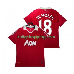 Fotbollströja Manchester United SCHOLES 18 Retro Män Hemmaställ 2011 2010 Kort ärm