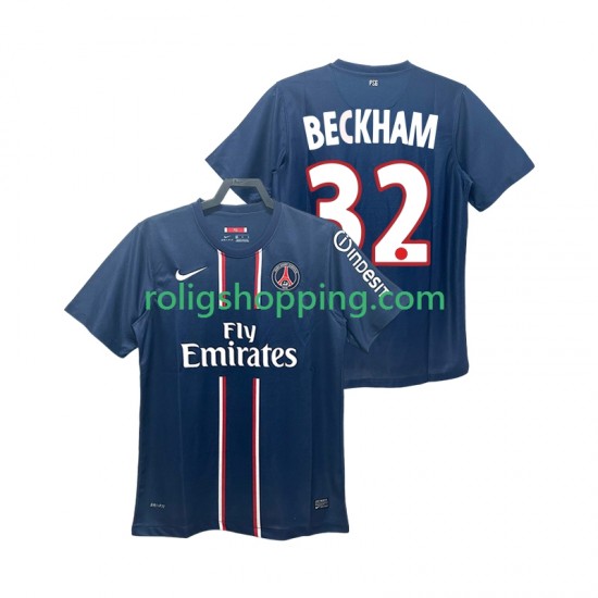 Fotbollströja Paris Saint-Germain BECKHAM 32 2012 2013 Retro Män Hemmaställ Kort ärm