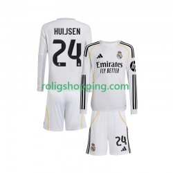 Fotbollströja Real Madrid Huijsen 24 Barn Hemmaställ 2025-2026 Lång ärm