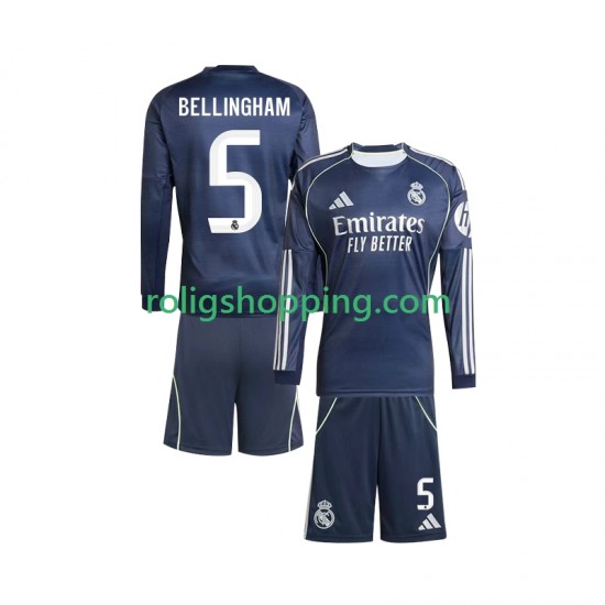 Fotbollströja Real Madrid Jude Bellingham 5 Barn Bortaställ 2025-2026 Lång ärm