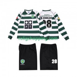 Fotbollströja Sporting Lissabon Cristiano Ronaldo 28 2001 2003 Retro Barn Hemmaställ Lång ärm