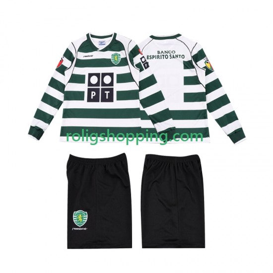 Fotbollströja Sporting Lissabon 2001 2003 Retro Barn Hemmaställ Lång ärm