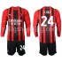 Fotbollströja AC Milan Simon Kjaer 24 Barn Hemmaställ 2021-2022 Lång ärm