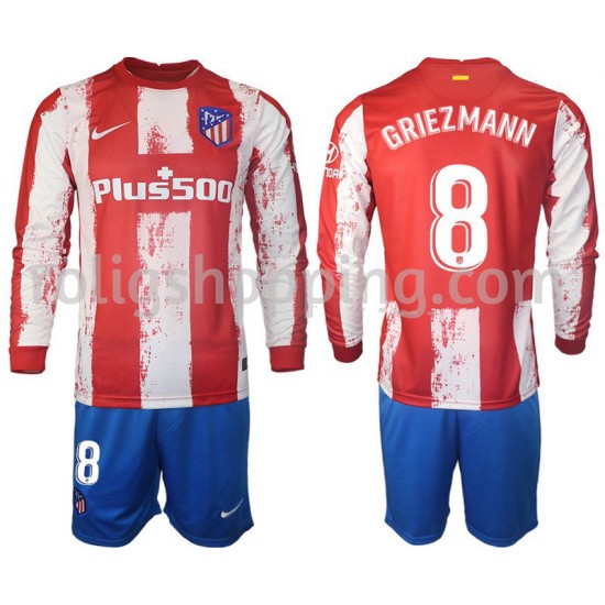 Fotbollströja Atlético Madrid GRIEZMANN 8 Barn Hemmaställ 2021-2022 Lång ärm