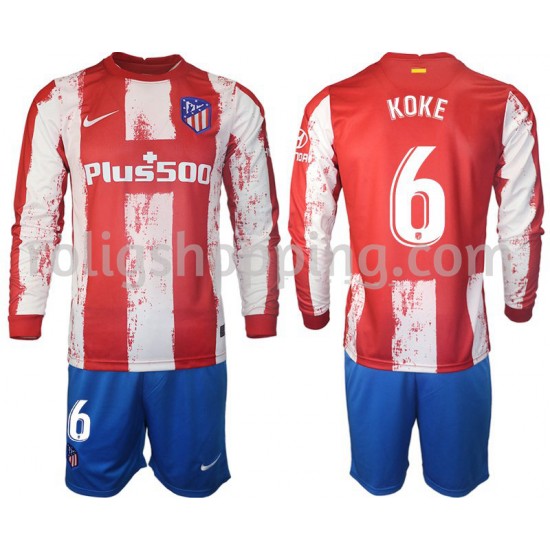 Fotbollströja Atlético Madrid Koke 6 Barn Hemmaställ 2021-2022 Lång ärm