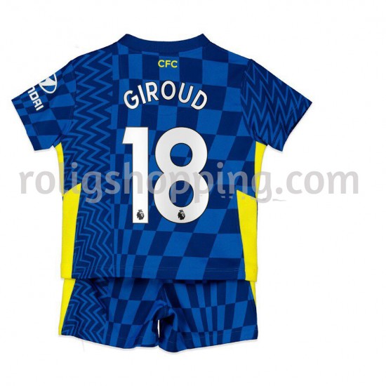 Fotbollströja Chelsea Olivier Giroud 18 Barn Hemmaställ 2021-2022 Kort ärm