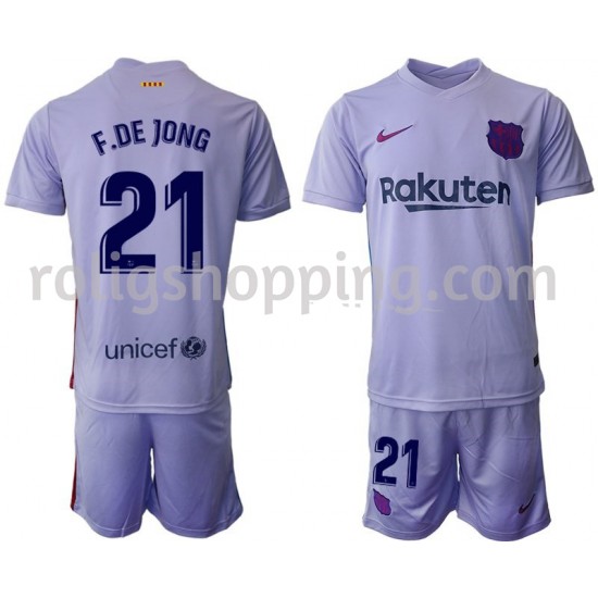 Fotbollströja FC Barcelona Frenkie de Jong 21 Barn Bortaställ 2021-2022 Kort ärm