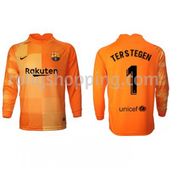 Fotbollströja FC Barcelona Målvakt Ter Stegen 1 Hemmaställ 2021-2022 Lång ärm