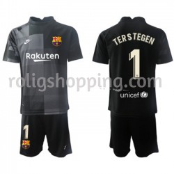Fotbollströja FC Barcelona Målvakt Ter Stegen 1 Barn Bortaställ 2021-2022 Kort ärm