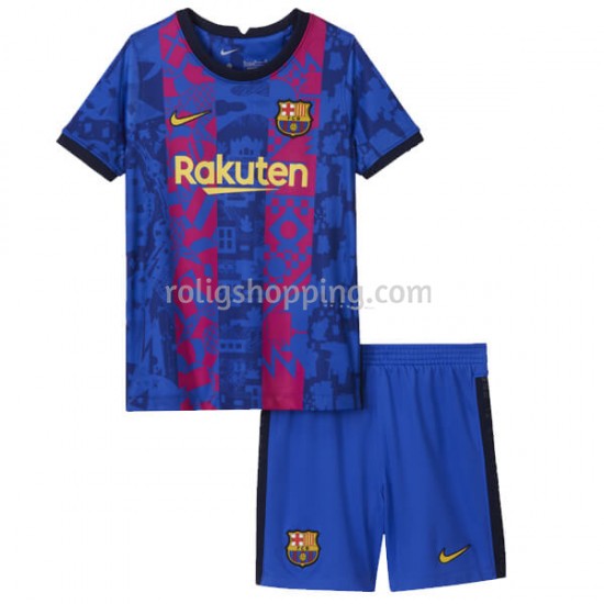 Fotbollströja FC Barcelona Barn Tredjeställ 2021-2022 Kort ärm