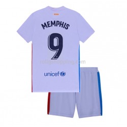 Fotbollströja FC Barcelona Memphis Depay 9 Barn Bortaställ 2021-2022 Kort ärm