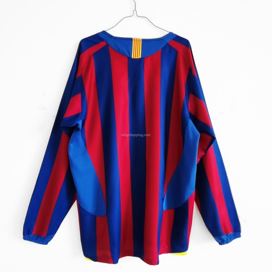 Fotbollströja FC Barcelona Retro Hemmaställ 2005-2006 Lång ärm