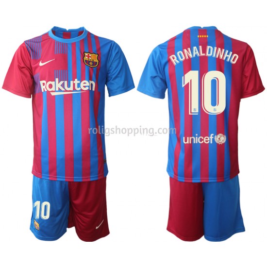 Fotbollströja FC Barcelona Ronaldinho 10 Barn Hemmaställ 2021-2022 Kort ärm