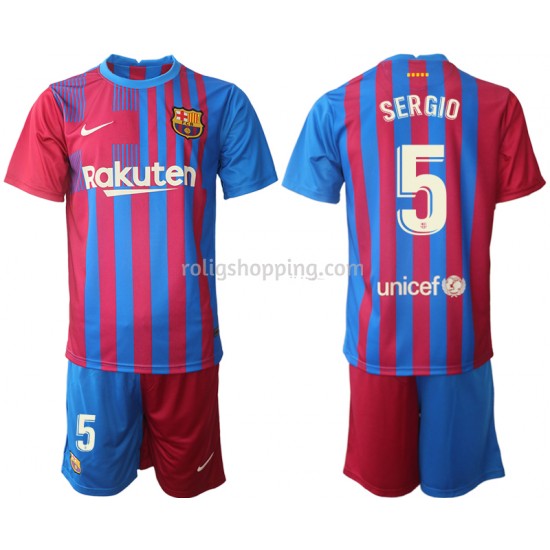 Fotbollströja FC Barcelona Sergio Busquets 5 Barn Hemmaställ 2021-2022 Kort ärm
