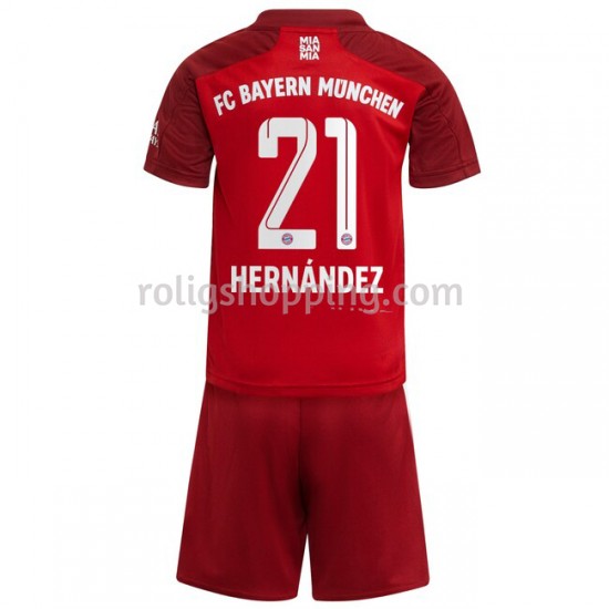 Fotbollströja FC Bayern München Lucas Hernandez 21 Barn Hemmaställ 2021-2022 Kort ärm