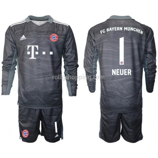 Fotbollströja FC Bayern München Manuel Neuer 1 Målvakt Barn Bortaställ 2021-2022 Lång ärm
