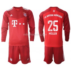Fotbollströja FC Bayern München Thomas Müller 25 Barn Hemmaställ 2021-2022 Lång ärm