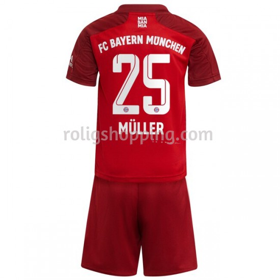 Fotbollströja FC Bayern München Thomas Müller 25 Barn Hemmaställ 2021-2022 Kort ärm