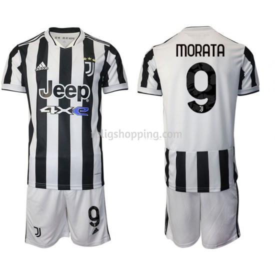 Fotbollströja Juventus Alvaro Morata 9 Barn Hemmaställ 2021-2022 Kort ärm