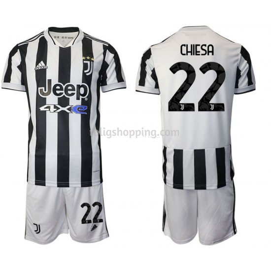 Fotbollströja Juventus Federico Chiesa 22 Barn Hemmaställ 2021-2022 Kort ärm