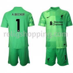 Fotbollströja Liverpool Målvakt Alisson Becker 1 Barn Hemmaställ 2021-2022 Kort ärm