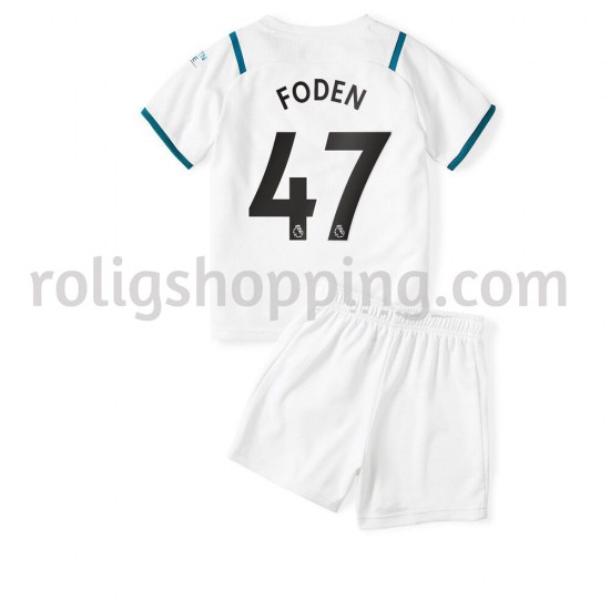 Fotbollströja Manchester City Phil Foden 47 Barn Bortaställ 2021-2022 Kort ärm