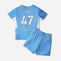 Fotbollströja Manchester City Phil Foden 47 Barn Hemmaställ 2021-2022 Kort ärm