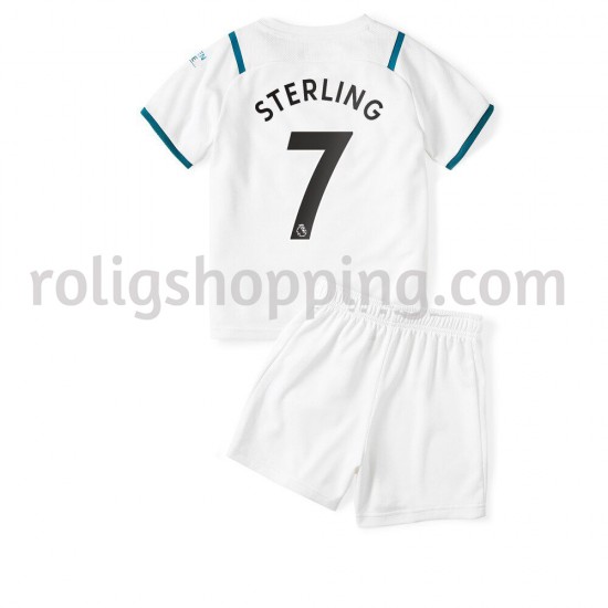 Fotbollströja Manchester City Raheem Sterling 7 Barn Bortaställ 2021-2022 Kort ärm